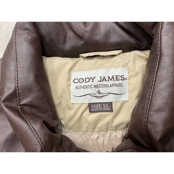 Men's Cody James Authentic Western Apparel Puffer Vest Leather Size XL - Picture 2 of 3